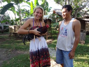 ich mit einem Kampfhahn